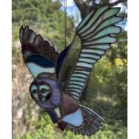 Stained Glass Owl Suncatcher in Purple thumbnail