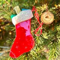 Fused Glass Christmas Stocking Decoration thumbnail