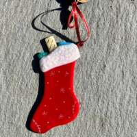 Fused Glass Christmas Stocking Decoration thumbnail