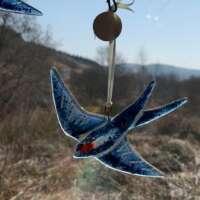 Fused Glass Swallow Hanger Decoration thumbnail
