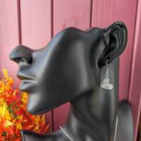 Silver Textured Heart Drop Earrings thumbnail