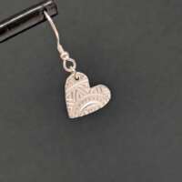 Silver Textured Heart Drop Earrings thumbnail