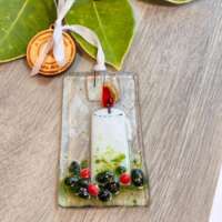 Fused Glass Traditional Candle Scene Decoration thumbnail