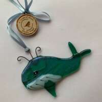 Fused Glass Whale Decoration thumbnail
