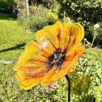 Fused Glass Yellow Poppy Garden Stake thumbnail