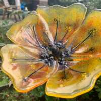 Fused Glass Yellow Poppy Garden Stake thumbnail